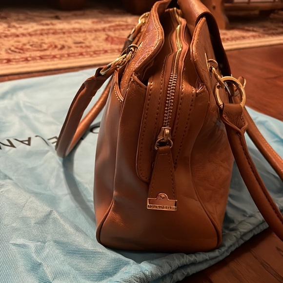 Antonio Melani Brown Leather Gold hardware double handle purse - Picture 6 of 16